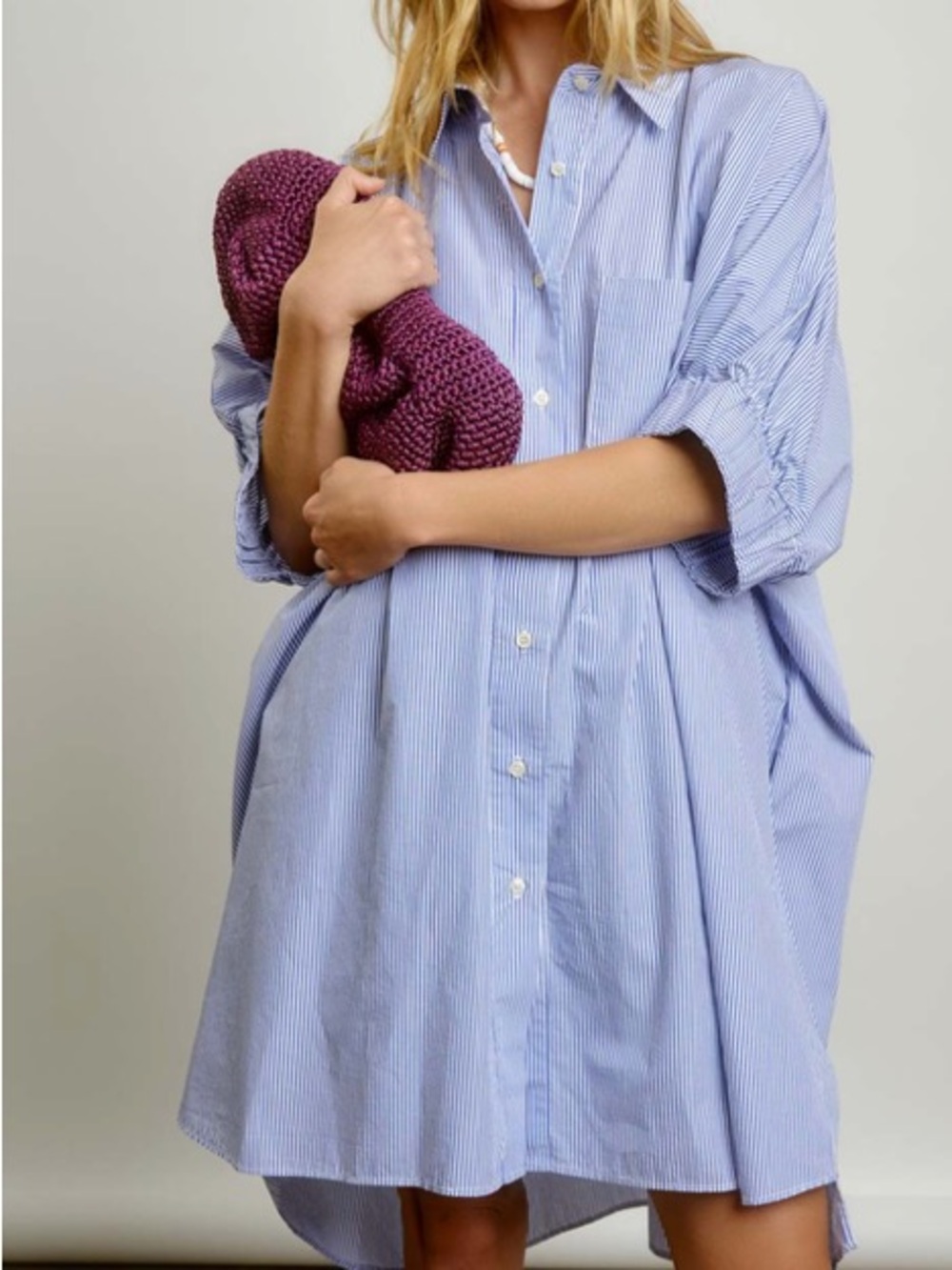 AQC - Aquarius Cocktail Le Top Oversized Blue Stripe Shirt Tunic